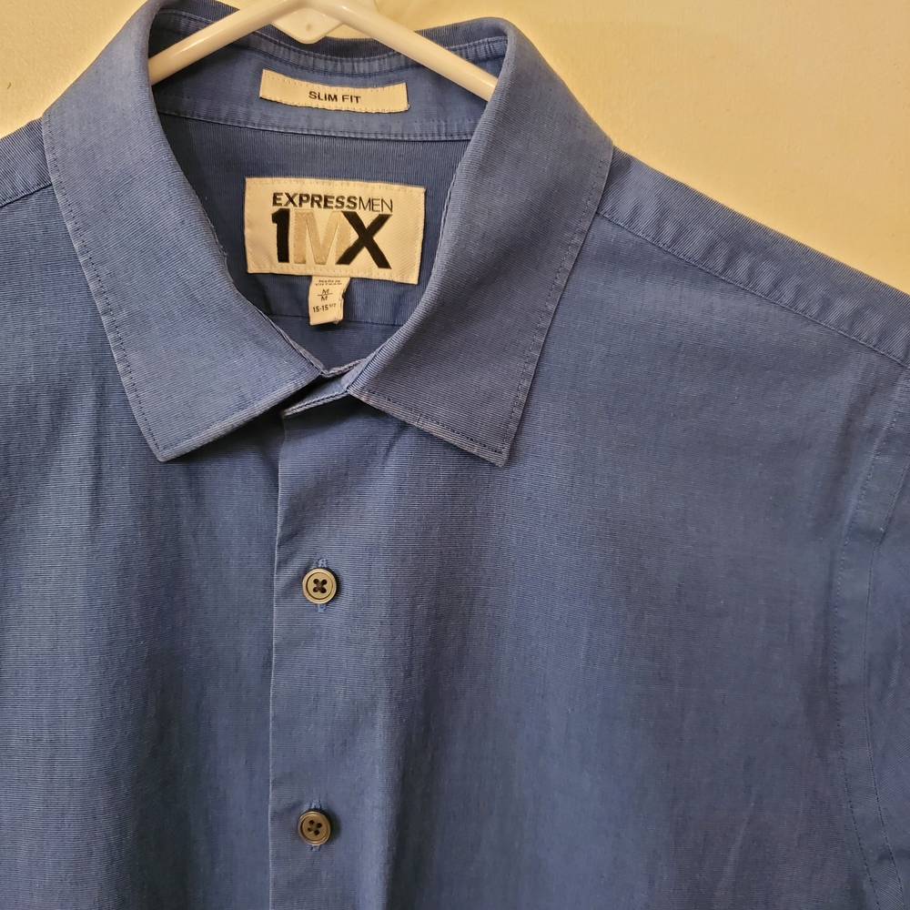 Express Men's Casual Blue Button Down Shirt